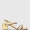 Soiree50 Block Heel Crystal Sandal In Gold