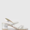 Soiree50 Block Heel Crystal Sandal In Silver