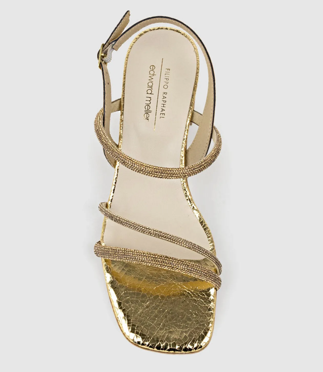 Soiree50 Block Heel Crystal Sandal In Gold