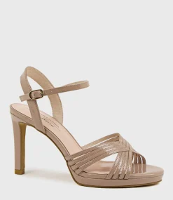 Sona90 Cross Strap Platform Sandal In Nude Patent