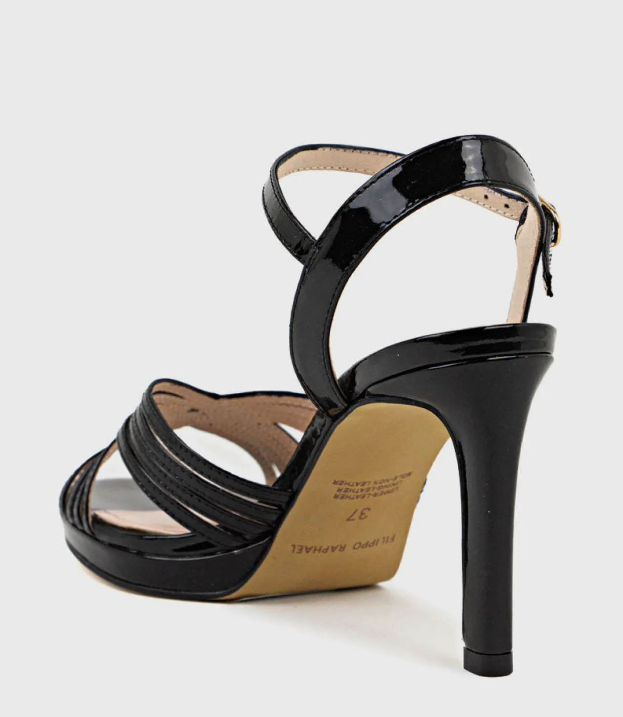 Sona90 Cross Strap Platform Sandal In Black Patent