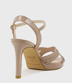 Sona90 Cross Strap Platform Sandal In Nude Patent