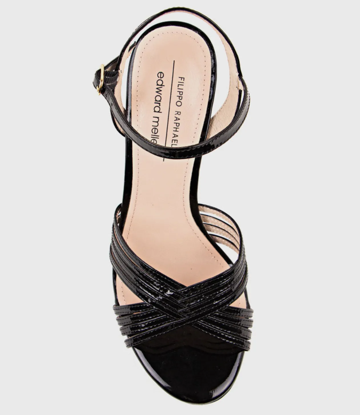 Sona90 Cross Strap Platform Sandal In Black Patent