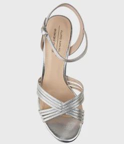 Sona90 Cross Strap Platform Sandal In Silver