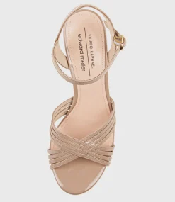 Sona90 Cross Strap Platform Sandal In Nude Patent