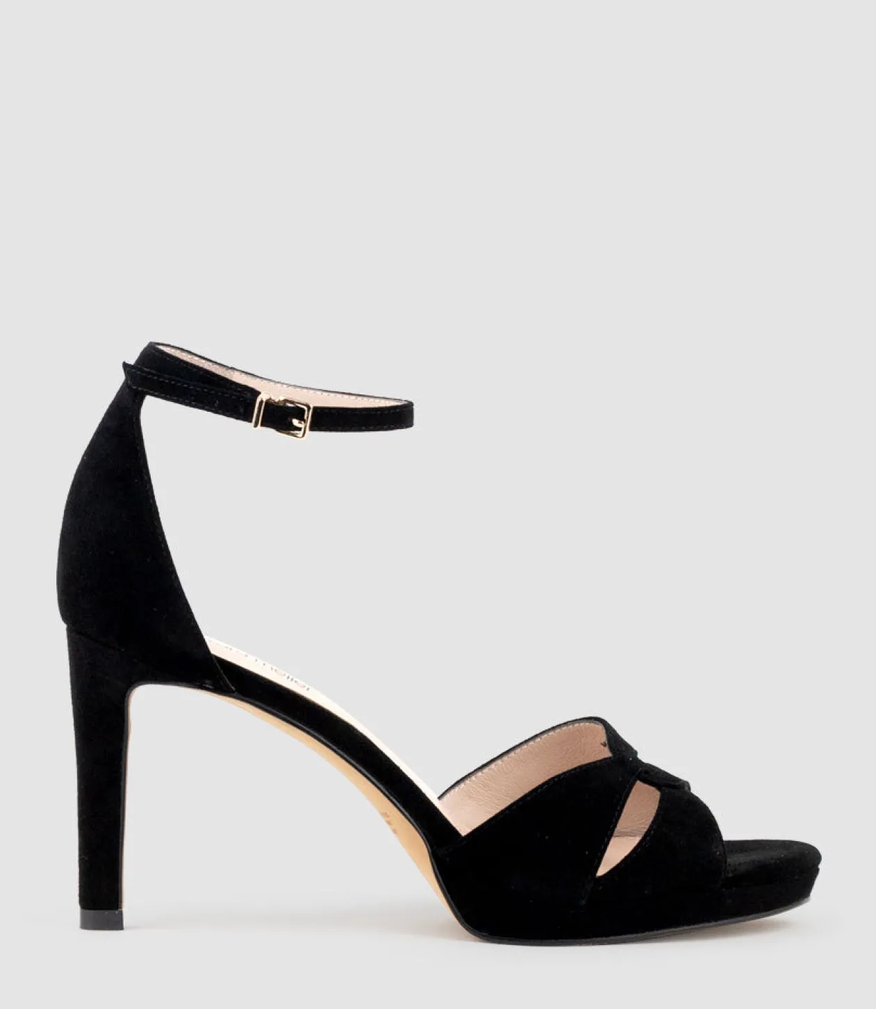 Spencer90 Interlocked Detail Platform Sandal In Black Suede