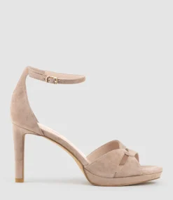 Spencer90 Interlocked Detail Platform Sandal In Nude Suede