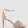 Spencer90 Interlocked Detail Platform Sandal In Nude Suede