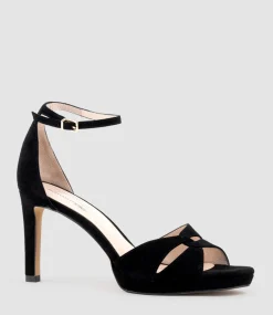 Spencer90 Interlocked Detail Platform Sandal In Black Suede