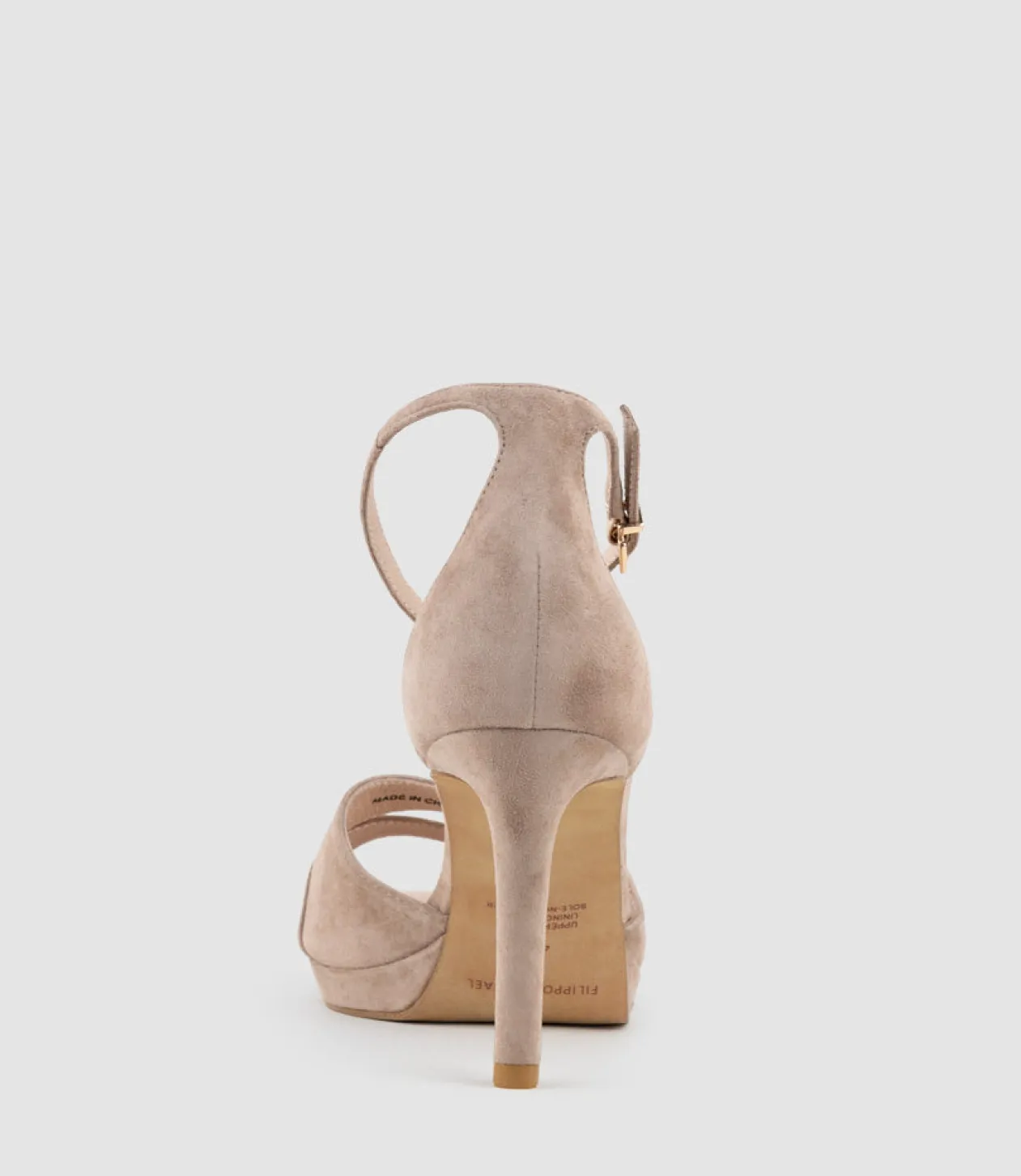 Spencer90 Interlocked Detail Platform Sandal In Nude Suede