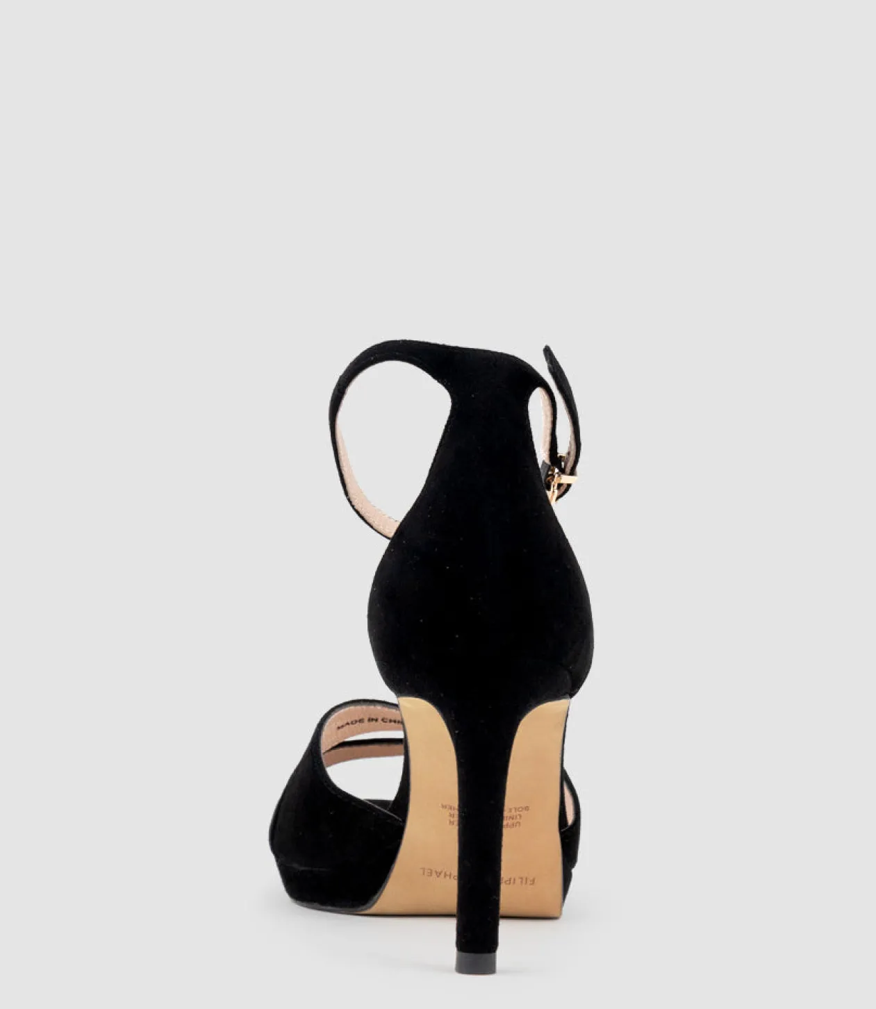 Spencer90 Interlocked Detail Platform Sandal In Black Suede