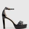 Sydney110 Single Strap Platform Sandal In Black Patent