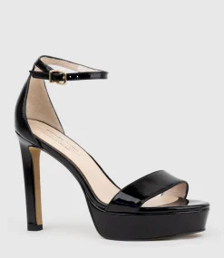 Sydney110 Single Strap Platform Sandal In Black Patent