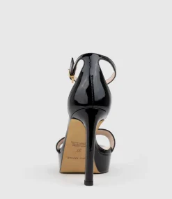 Sydney110 Single Strap Platform Sandal In Black Patent