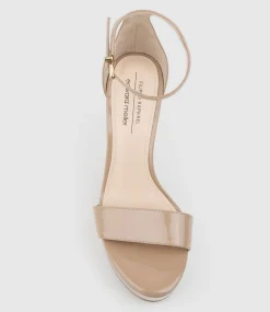 Sydney110 Single Strap Platform Sandal In Nude Patent