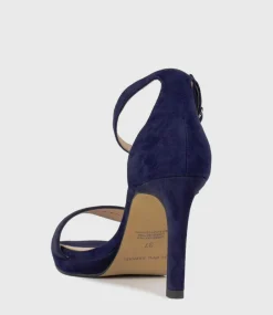 Sylvia90 Platform Sandal In Navy Suede
