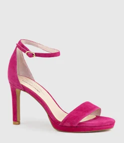 Sylvia90 Platform Sandal In Hot Pink Suede