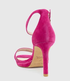 Sylvia90 Platform Sandal In Hot Pink Suede