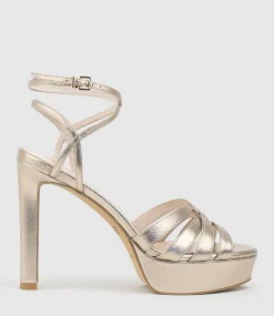 Syren110 Ankle Wrap Platform Sandal In Rosegold