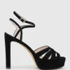 Syren110 Ankle Wrap Platform Sandal In Black Suede