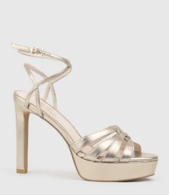 Syren110 Ankle Wrap Platform Sandal In Rosegold