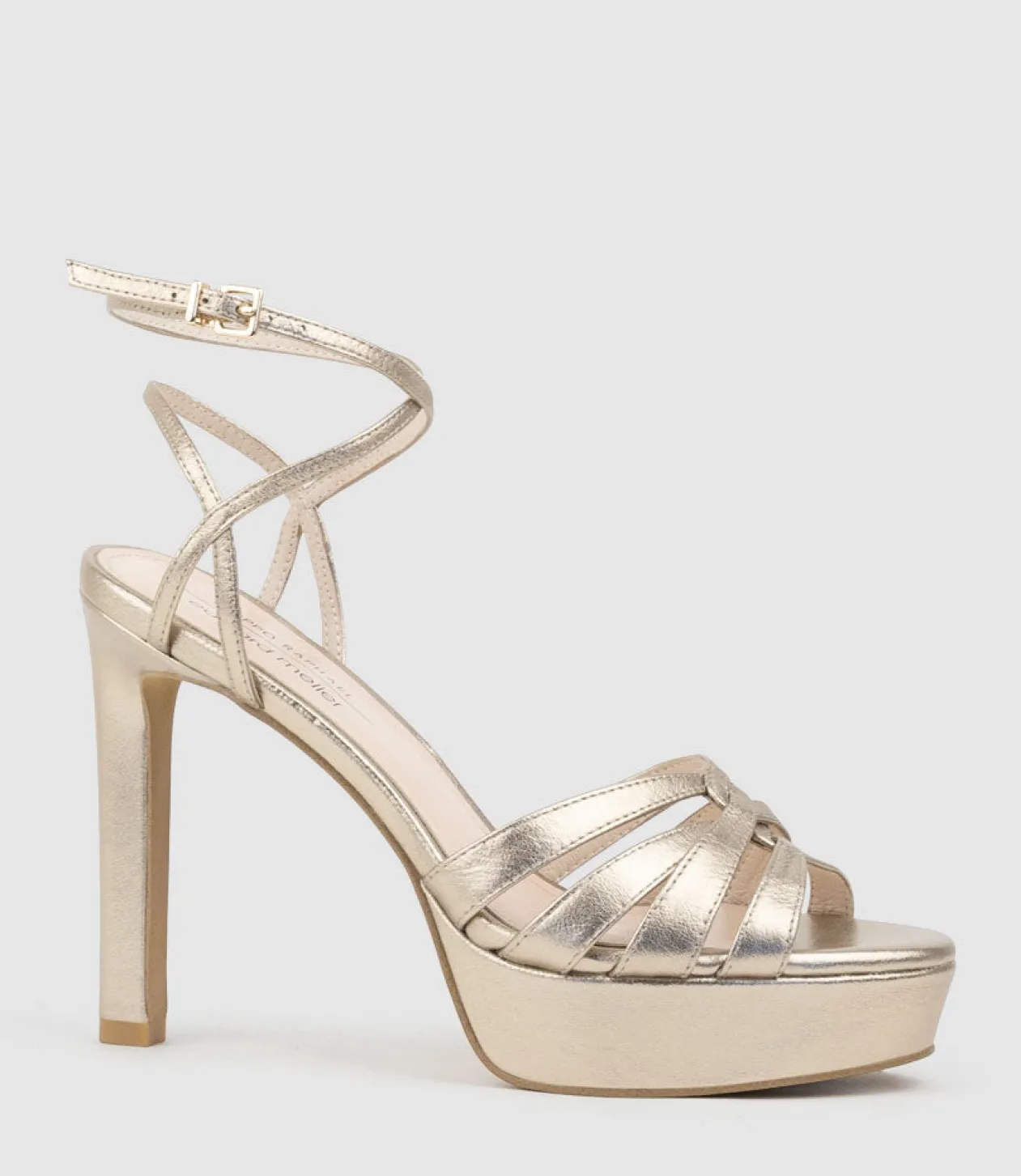 Syren110 Ankle Wrap Platform Sandal In Rosegold