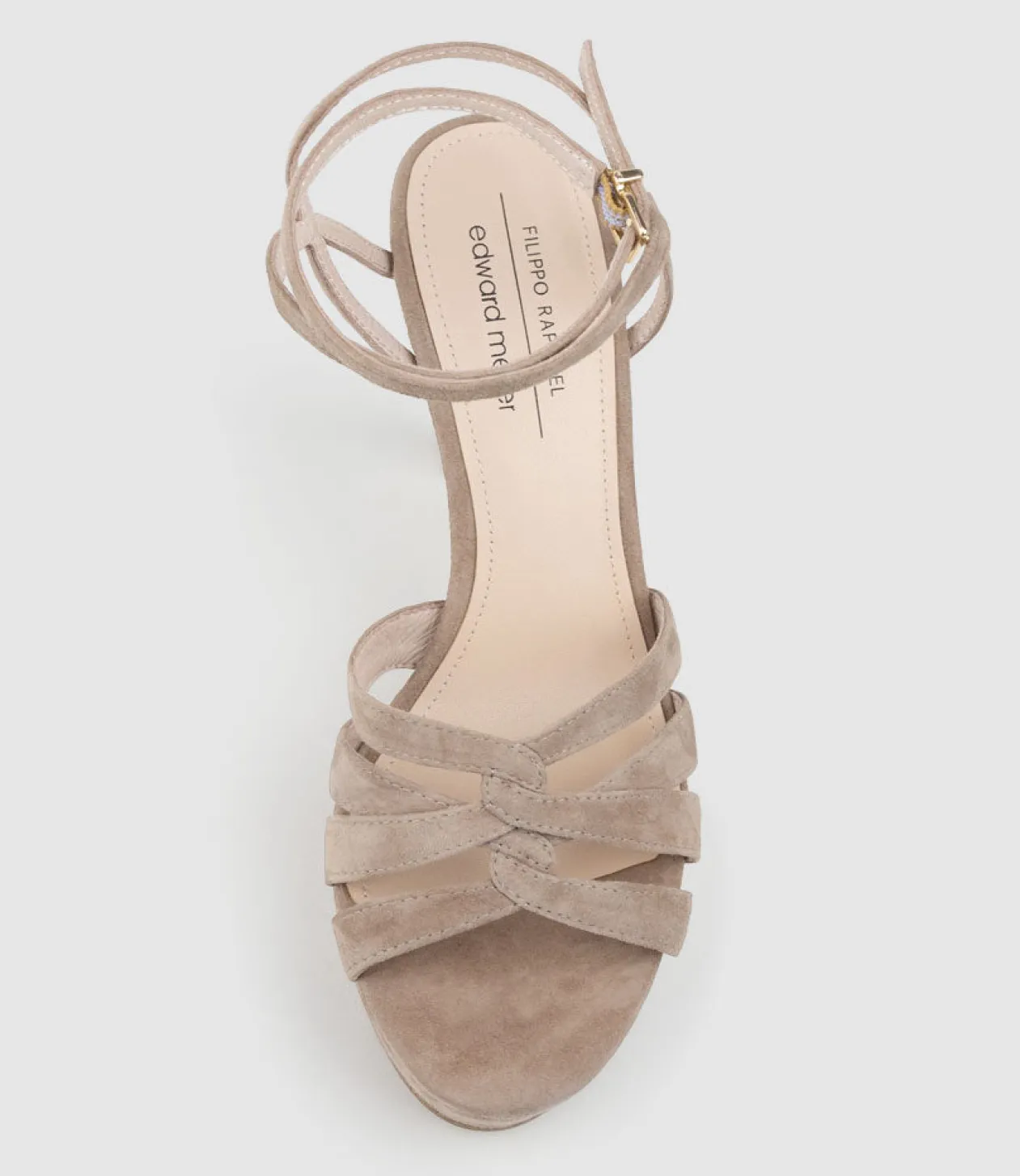 Syren110 Ankle Wrap Platform Sandal In Nude Suede