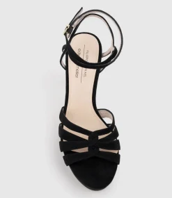 Syren110 Ankle Wrap Platform Sandal In Black Suede