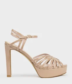 Syria110 Multistrap Platform Sandal In Nude Patent