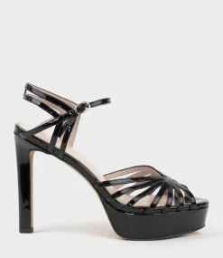 Syria110 Multistrap Platform Sandal In Black Patent