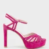 Syria110 Multistrap Platform Sandal In Hot Pink Suede