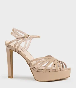 Syria110 Multistrap Platform Sandal In Nude Patent