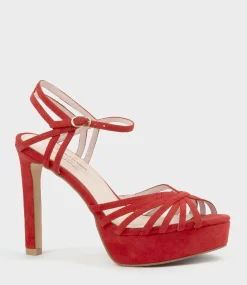 Syria110 Multistrap Platform Sandal In Red Suede