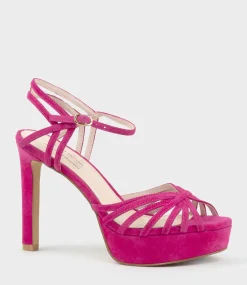 Syria110 Multistrap Platform Sandal In Hot Pink Suede