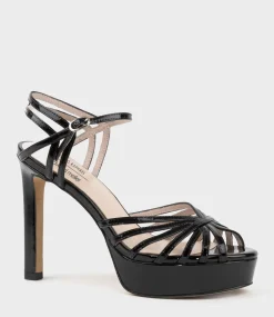 Syria110 Multistrap Platform Sandal In Black Patent