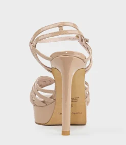 Syria110 Multistrap Platform Sandal In Nude Patent