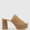 Talin90 Platform Combo Slide In Tan Suede