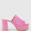 Talin90 Platform Combo Slide In Fuchsia Suede