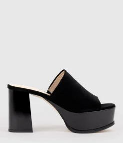 Talin90 Platform Combo Slide In Black Suede