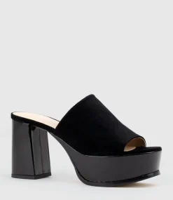 Talin90 Platform Combo Slide In Black Suede