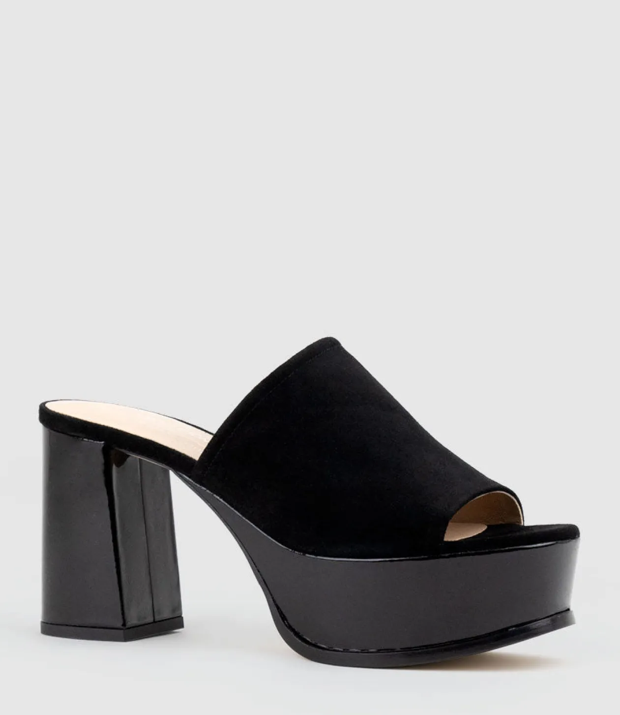 Talin90 Platform Combo Slide In Black Suede