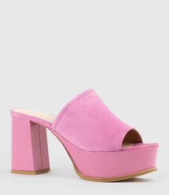 Talin90 Platform Combo Slide In Fuchsia Suede