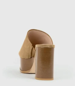 Talin90 Platform Combo Slide In Tan Suede