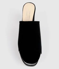 Talin90 Platform Combo Slide In Black Suede