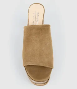 Talin90 Platform Combo Slide In Tan Suede