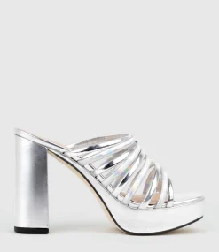Testra115 Strappy Platform Slide In Silver