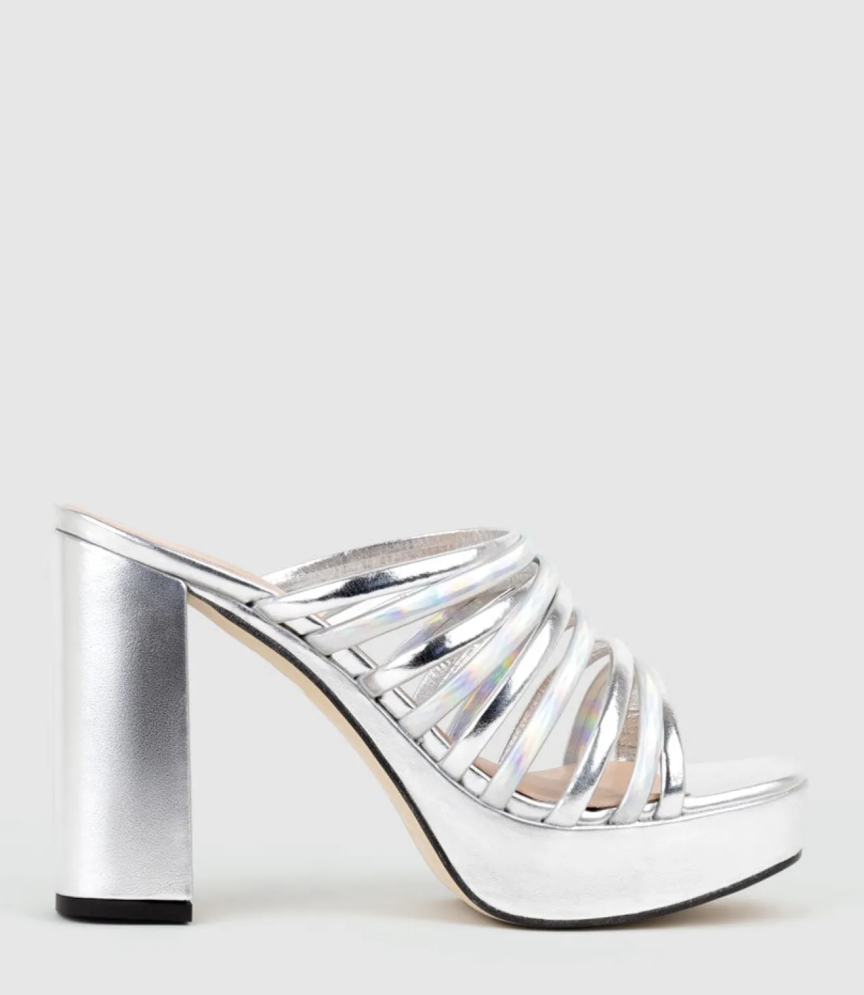 Testra115 Strappy Platform Slide In Silver