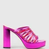 Testra115 Strappy Platform Slide In Fuchsia