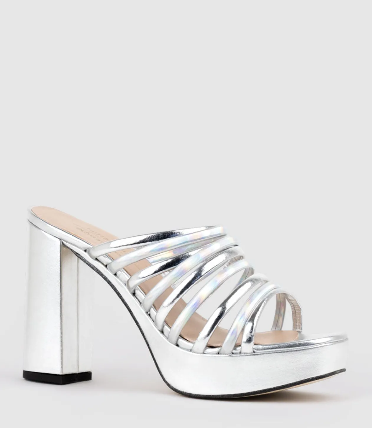 Testra115 Strappy Platform Slide In Silver