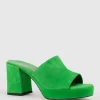 Tilla90 Platform Slide In Green Suede